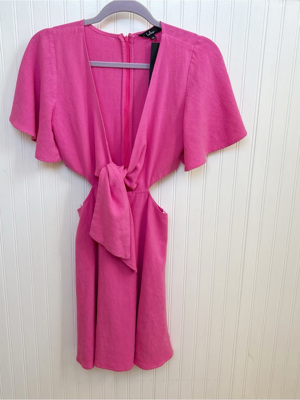 Lulus Perfect Day for Love Pink Cutout Tie-Front Mini Dress Women’s XS NEW